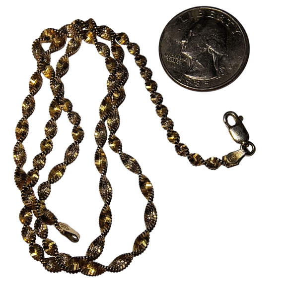 Danecraft Sterling Silver & Gold Plated Twisted Herringbone Necklace Cha… - Picture 4 of 10